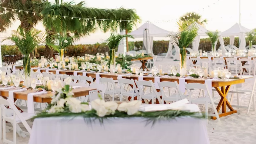 beach wedding reception set up overlooking gulf sundial sanibel