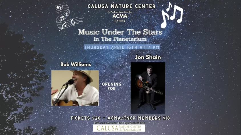 "Music Under the Stars" advertisement with photos of Bob Williams and Jon Shain