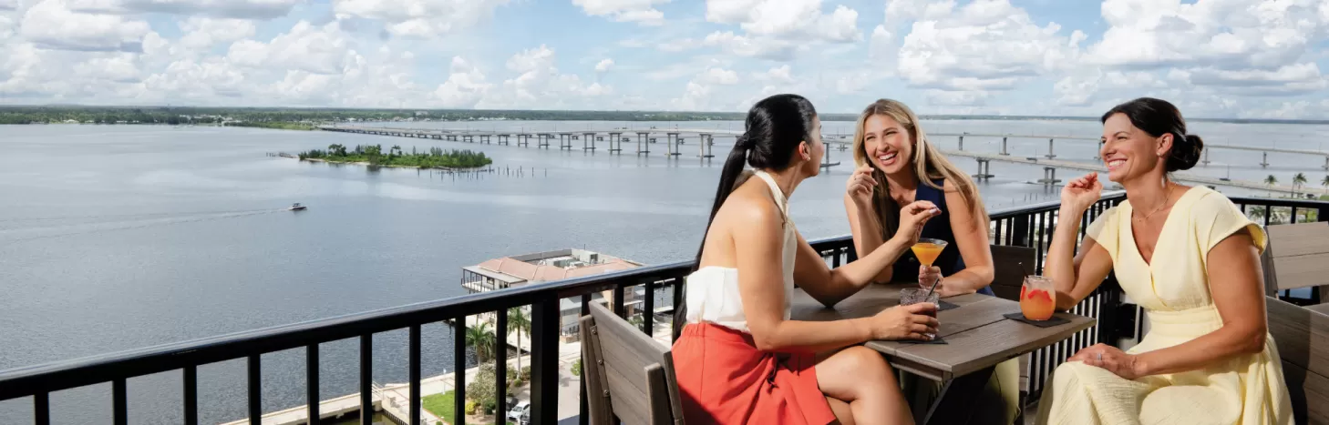 Girls at a rooftop bar in downtown Fort Myers